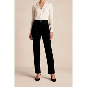New Talbots Velveteen Straight Leg Pants Black Women’s Size 12 High Waist